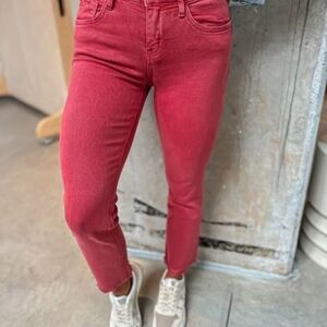 VERVET BY FLYING MONKEY Red Ankle Jeans